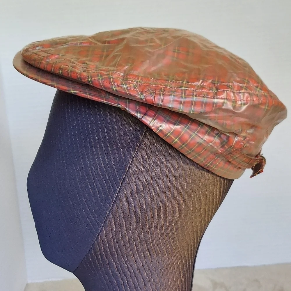 Vtg Red Plaid Cort Rain Cap by Cort Exclusive to J.L.‎ Hudson Adjustable Strap